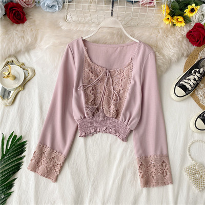 Bluza de dama moderna cu broderie si cravate in mai multe culori