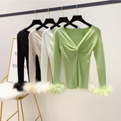 Γυναικείο  πουλόβερ με λαιμόκοψη  σε τέσσερα χρώματα