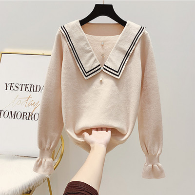 Γυναικείο πουλόβερ  με κουμπιά και κολάρο σε διάφορα χρώματα