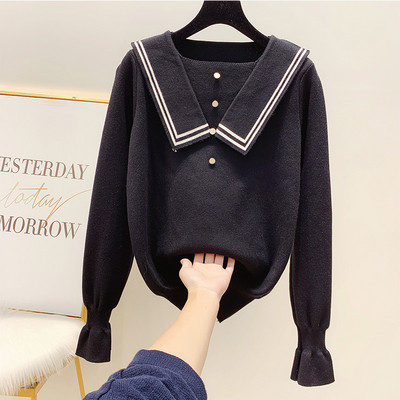 Γυναικείο πουλόβερ  με κουμπιά και κολάρο σε διάφορα χρώματα