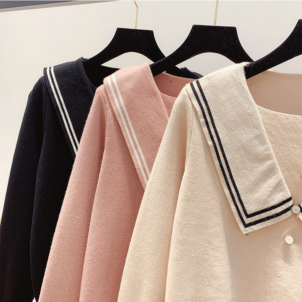 Γυναικείο πουλόβερ  με κουμπιά και κολάρο σε διάφορα χρώματα