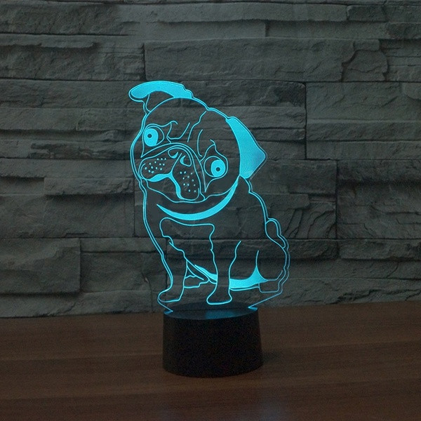 Lampă LED 3D cu control tactil al culorii în formă de câine