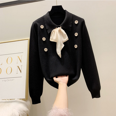 Γυναικείο πουλόβερ με κουμπιά και κορδέλα σε διάφορα χρώματα