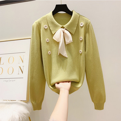 Γυναικείο πουλόβερ με κουμπιά και κορδέλα σε διάφορα χρώματα