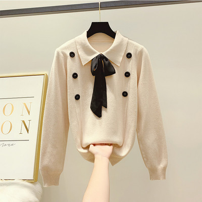 Γυναικείο πουλόβερ με κουμπιά και κορδέλα σε διάφορα χρώματα