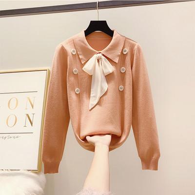 Γυναικείο πουλόβερ με κουμπιά και κορδέλα σε διάφορα χρώματα