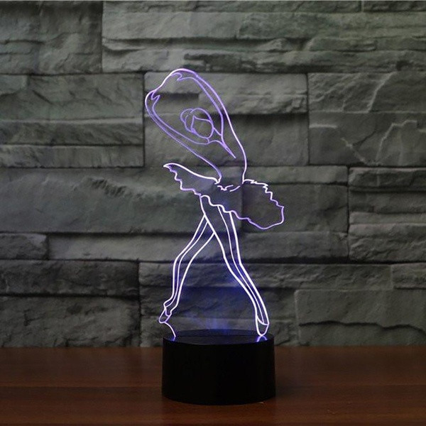  3D LED лампа със сензорно управление на цветовете във формата на балерина