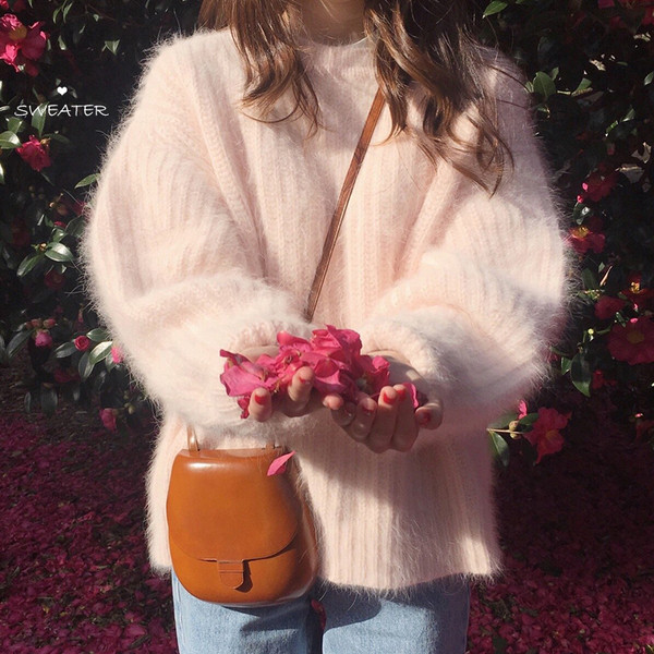 Pulover de dama modern model larg in albastru si roz