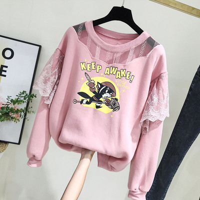 Νέο μοντέλο γυναικεία μπλούζα με κορδέλα και δαντέλα σε ροζ και μπεζ χρώμα