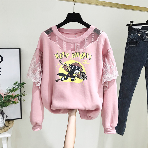 Νέο μοντέλο γυναικεία μπλούζα με κορδέλα και δαντέλα σε ροζ και μπεζ χρώμα