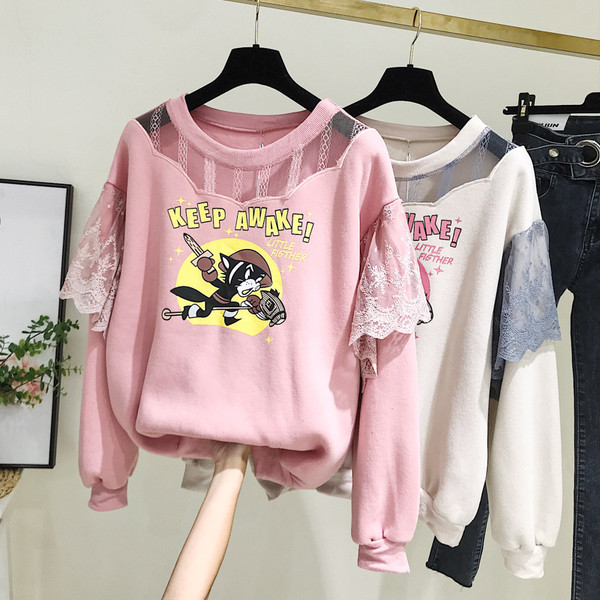 Νέο μοντέλο γυναικεία μπλούζα με κορδέλα και δαντέλα σε ροζ και μπεζ χρώμα