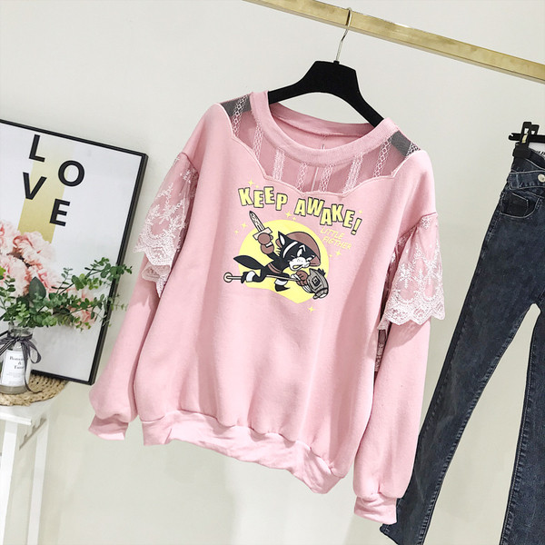 Νέο μοντέλο γυναικεία μπλούζα με κορδέλα και δαντέλα σε ροζ και μπεζ χρώμα