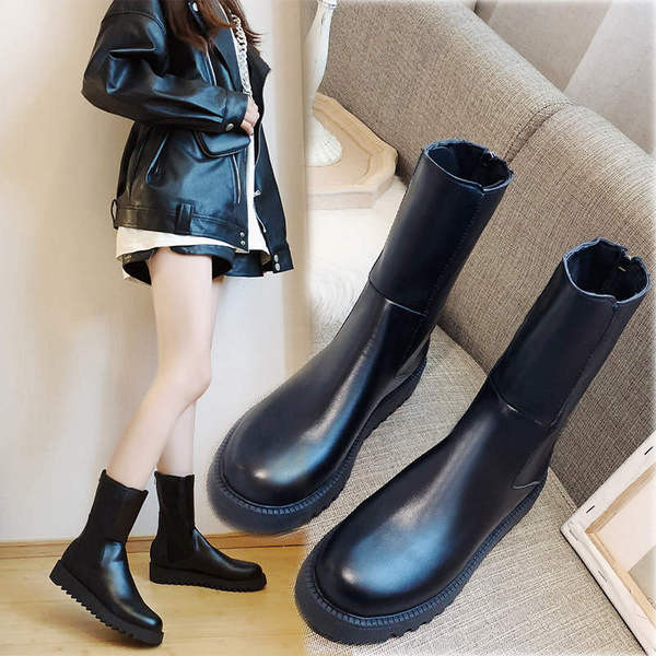 Öko bőrből készült női csizma fekete színben