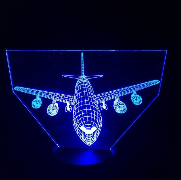 Lampă LED 3D de noapte cu control tactil al culorilor în formă de avion