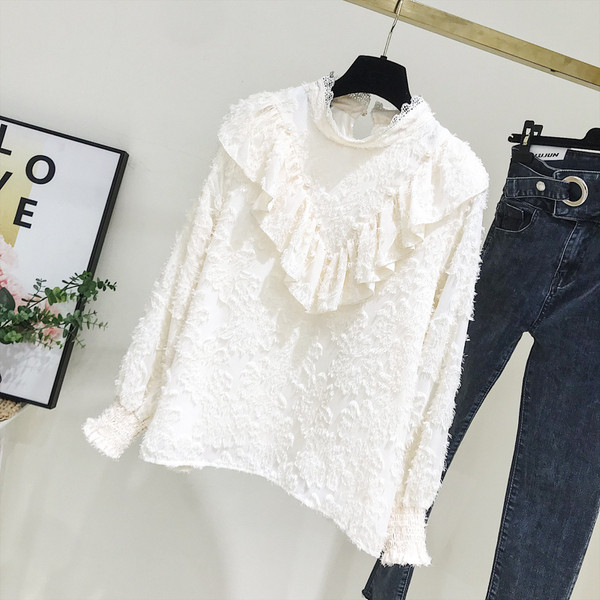 Νέο μοντέλο γυναικεία μπλούζα με κολάρο και μακρύ μανίκι