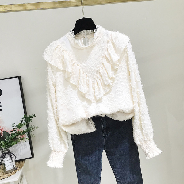 Νέο μοντέλο γυναικεία μπλούζα με κολάρο και μακρύ μανίκι