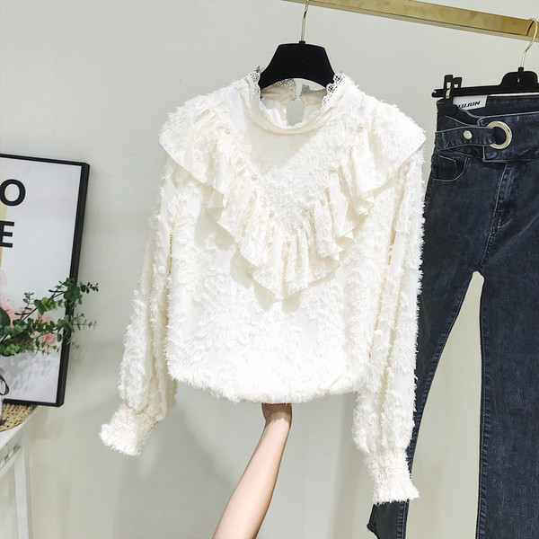 Νέο μοντέλο γυναικεία μπλούζα με κολάρο και μακρύ μανίκι