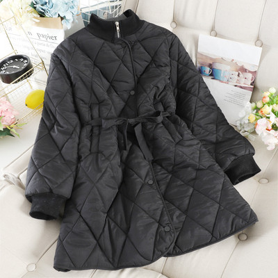 Geaca moderna de dama lunga cu nasturi si cravate in patru culori