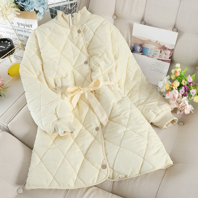 Geaca moderna de dama lunga cu nasturi si cravate in patru culori