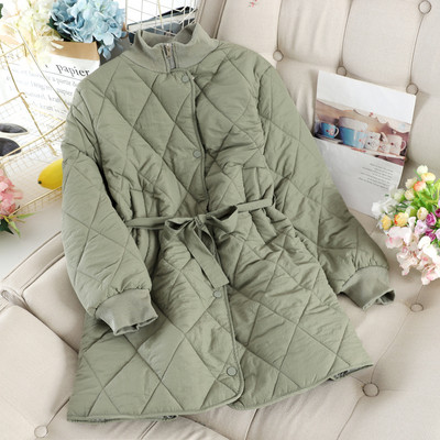 Geaca moderna de dama lunga cu nasturi si cravate in patru culori