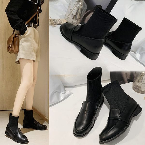 Cizme de dama tip ciorap de culoare neagra