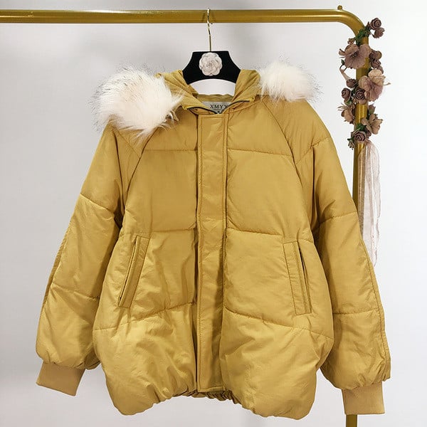 Geaca scurta de iarna de dama cu gluga din puf in mai multe culori