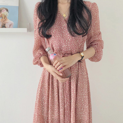 Rochie de primavara dama - model lung cu model floral