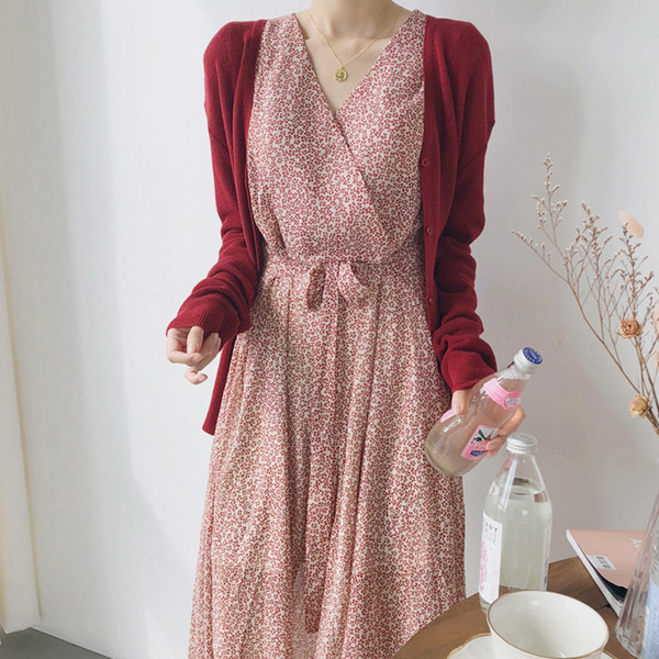 Rochie de primavara dama - model lung cu model floral