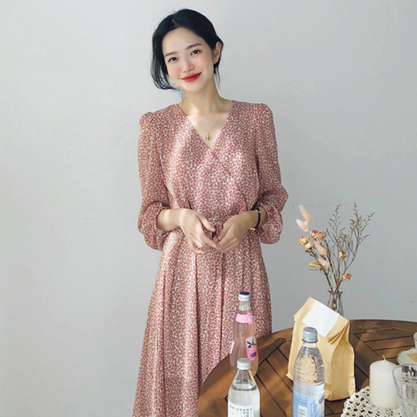 Rochie de primavara dama - model lung cu model floral