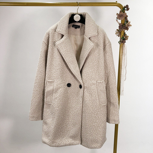 Palton lung de puf de damă cu nasturi și buzunare în două culori