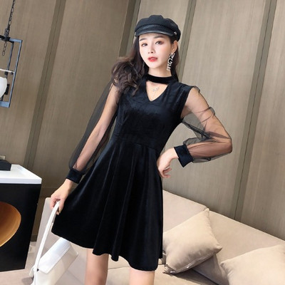 Rochie de dama din catifea de culoare neagra