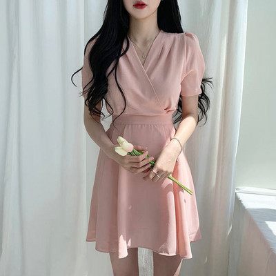 Rochie moderna de dama cu decolteu spitz in trei culori