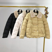 Rövid téli kabát gombokkal és gallérral, pehelyes - három színben