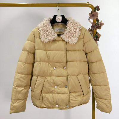 Rövid téli kabát gombokkal és gallérral, pehelyes - három színben