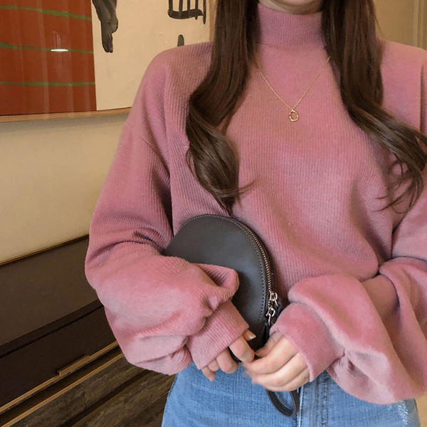 Polo modern de damă cu mâneci largi în două culori