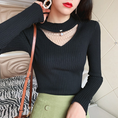 Pulover de dama cu panglica si decolteu rotund in mai multe culori