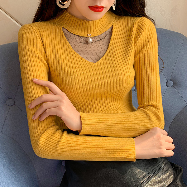 Pulover de dama cu panglica si decolteu rotund in mai multe culori