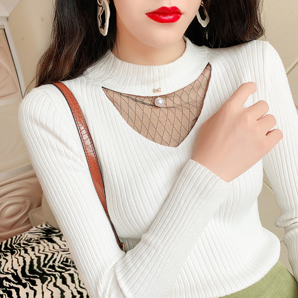 Pulover de dama cu panglica si decolteu rotund in mai multe culori