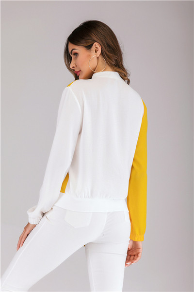 Geaca de toamna casual de dama cu buzunare si fermoar de culoare galbena