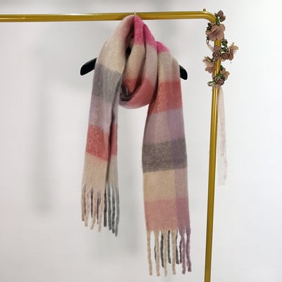 Χειμερινό κασκόλ με κρόσσια - τέσσερα χρώματα