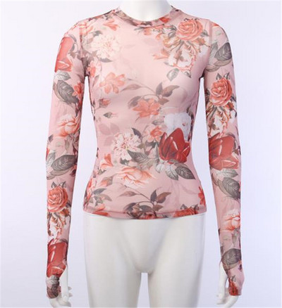 Bluză casual de damă cu model floral și decolteu oval