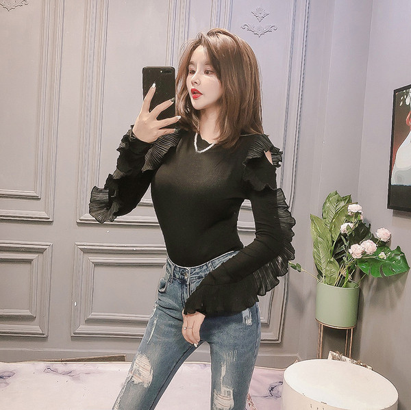 Stílusos női blúz kerek nyakkivágással, három színben