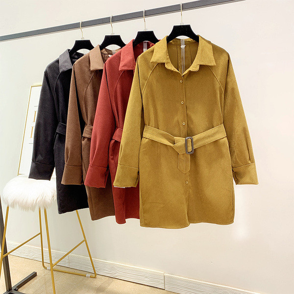 Modern női ruha típusú ing övvel, négy színben