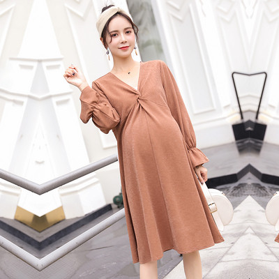 Rochie casual de dama potrivita pentru gravide cu decolteu spitz