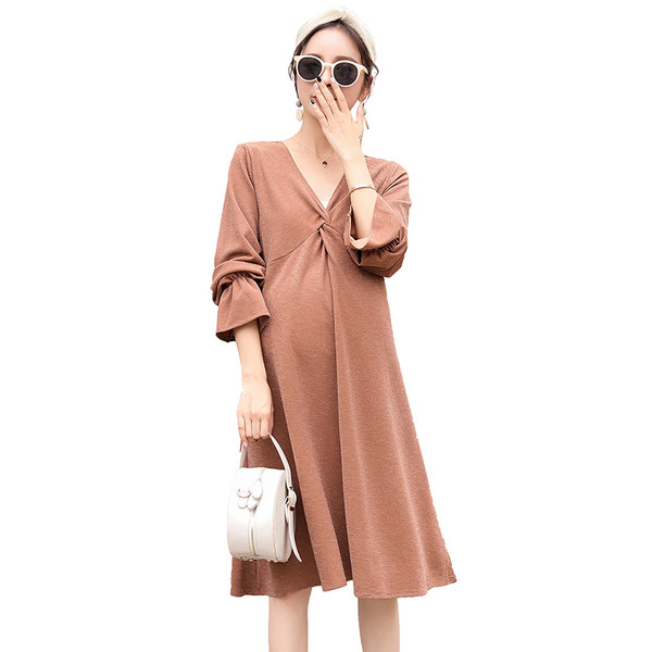 Rochie casual de dama potrivita pentru gravide cu decolteu spitz