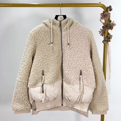 Jachetă scurtă de puf de primăvară-toamnă în bej, verde și roz