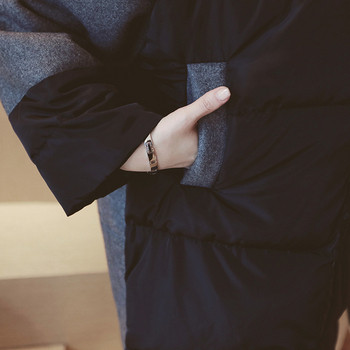 Μοντέρνο γυναικείο παλτό κατάλληλο για έγκυες γυναίκες με κουμπιά και κουκούλα