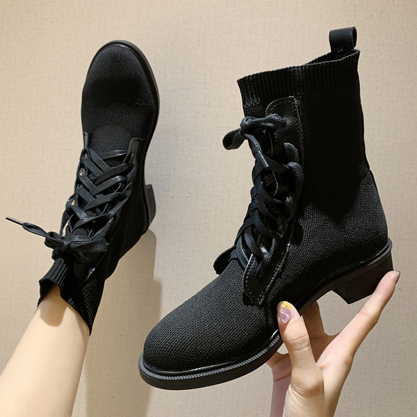 Cizme de dama din piele intoarsa cu talpa plata de culoare neagra