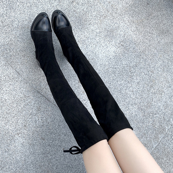 Cizme moderne de dama cu toc gros in negru