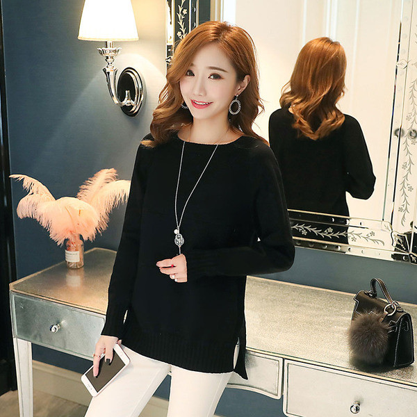 Дамски ежедневен пуловер асиметричен модел подходящ за бременни жени